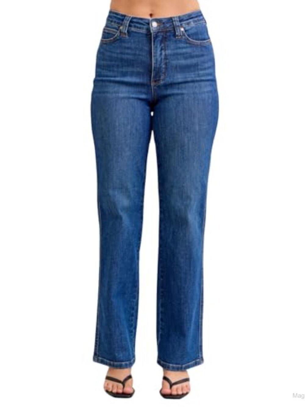 High Waist Straight Leg Jeans Tummy Control Inseam 32"